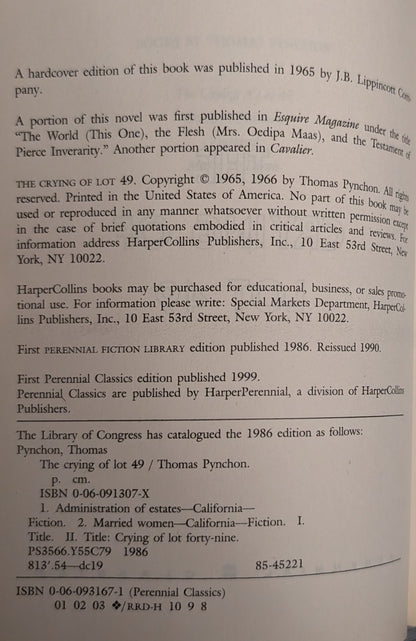 The Crying Lot of 49 by Thomas Pynchon