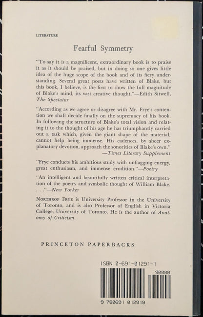 Fearful Symmetry: A Study of William Blake by Northrop Frye