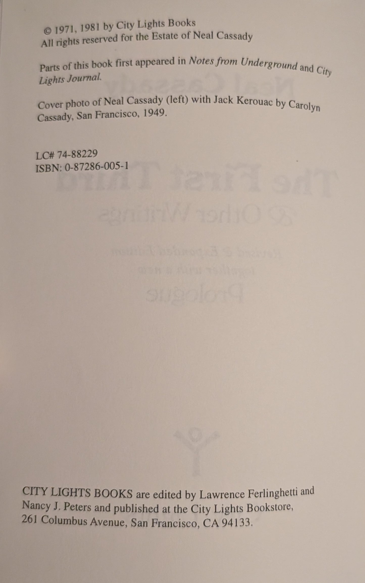 The First Third & Other Writings by Neal Cassady