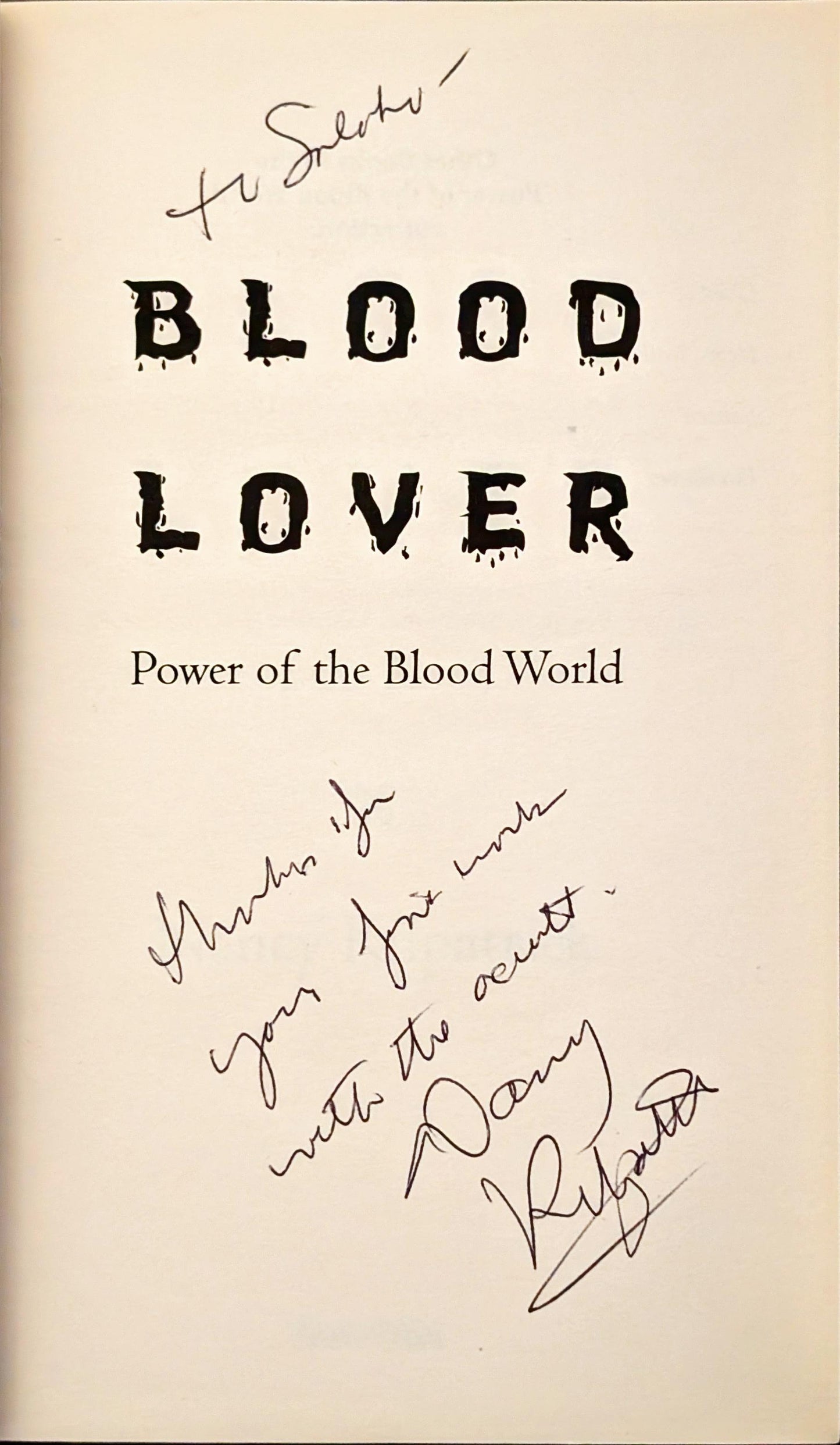 Bloodlover: Power of the Blood World by Nancy Kilpatrick (Signed)