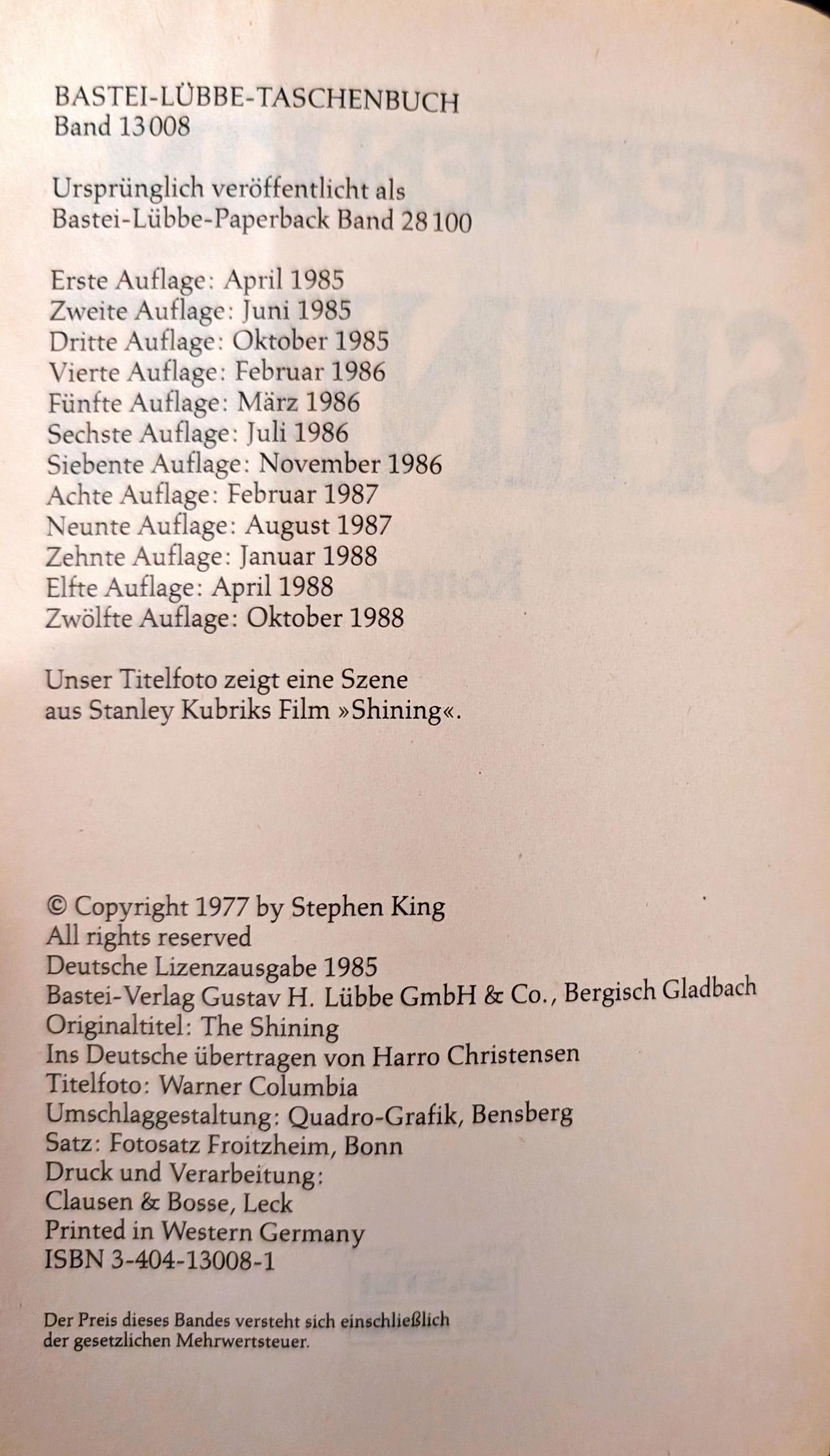 The Shining by Stephen King (German)