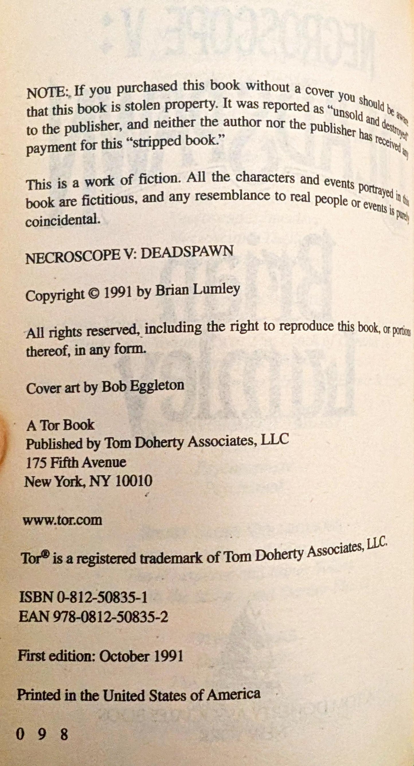 Necroscope V: Dead Spawn by Brian Lumley (Signed)