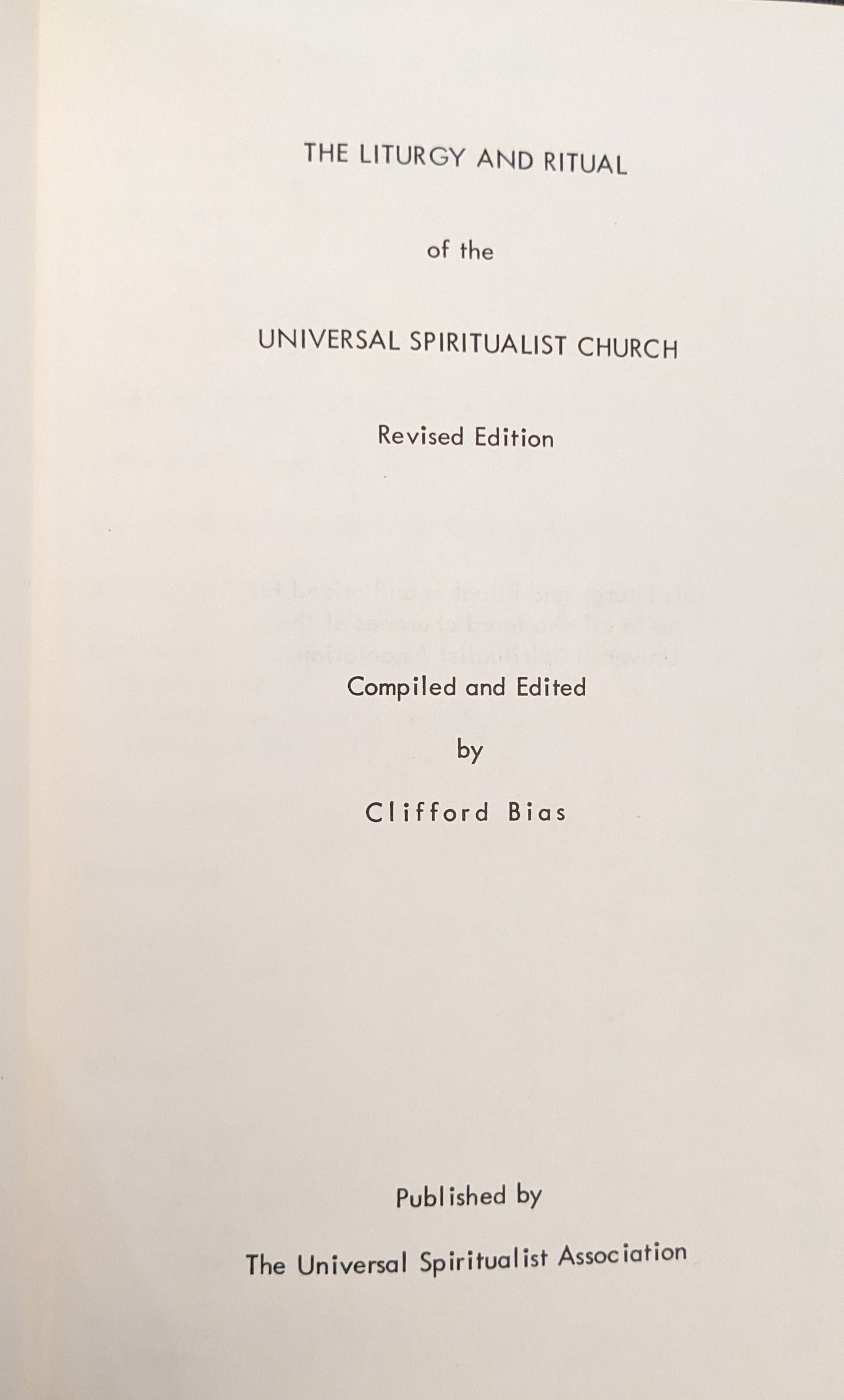 Universal Spiritualist Manual:  Revised Edition by Clifford Bias