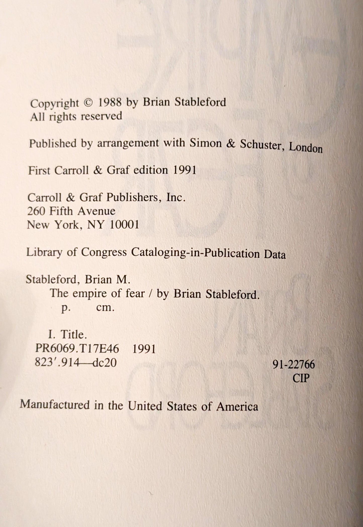 The Empire of Fear by Brian Stableford