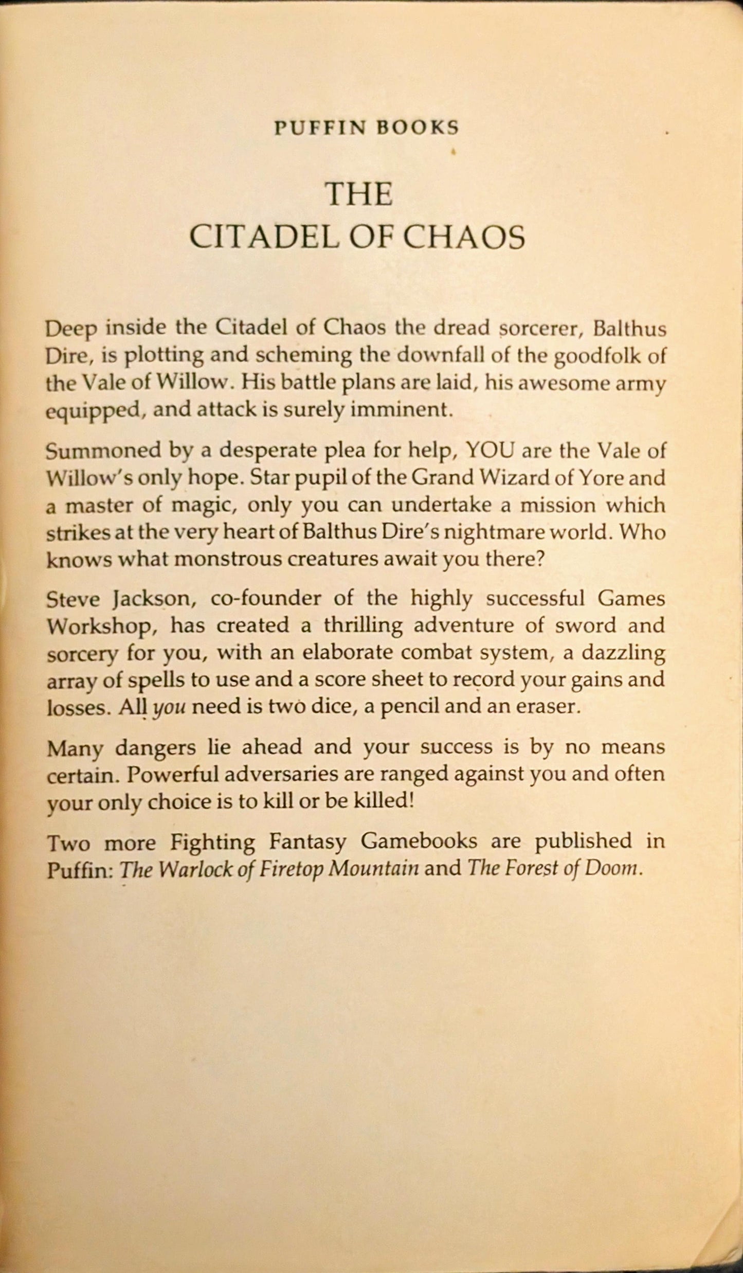The Citadel of Chaos by Steve Jackson