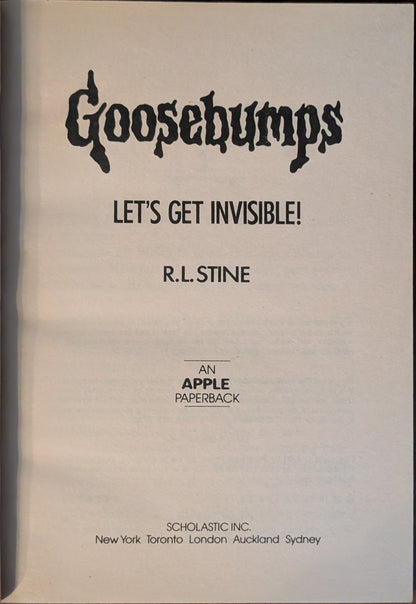 Let's Get Invisible (Goosebumps #24) by R.L Stine