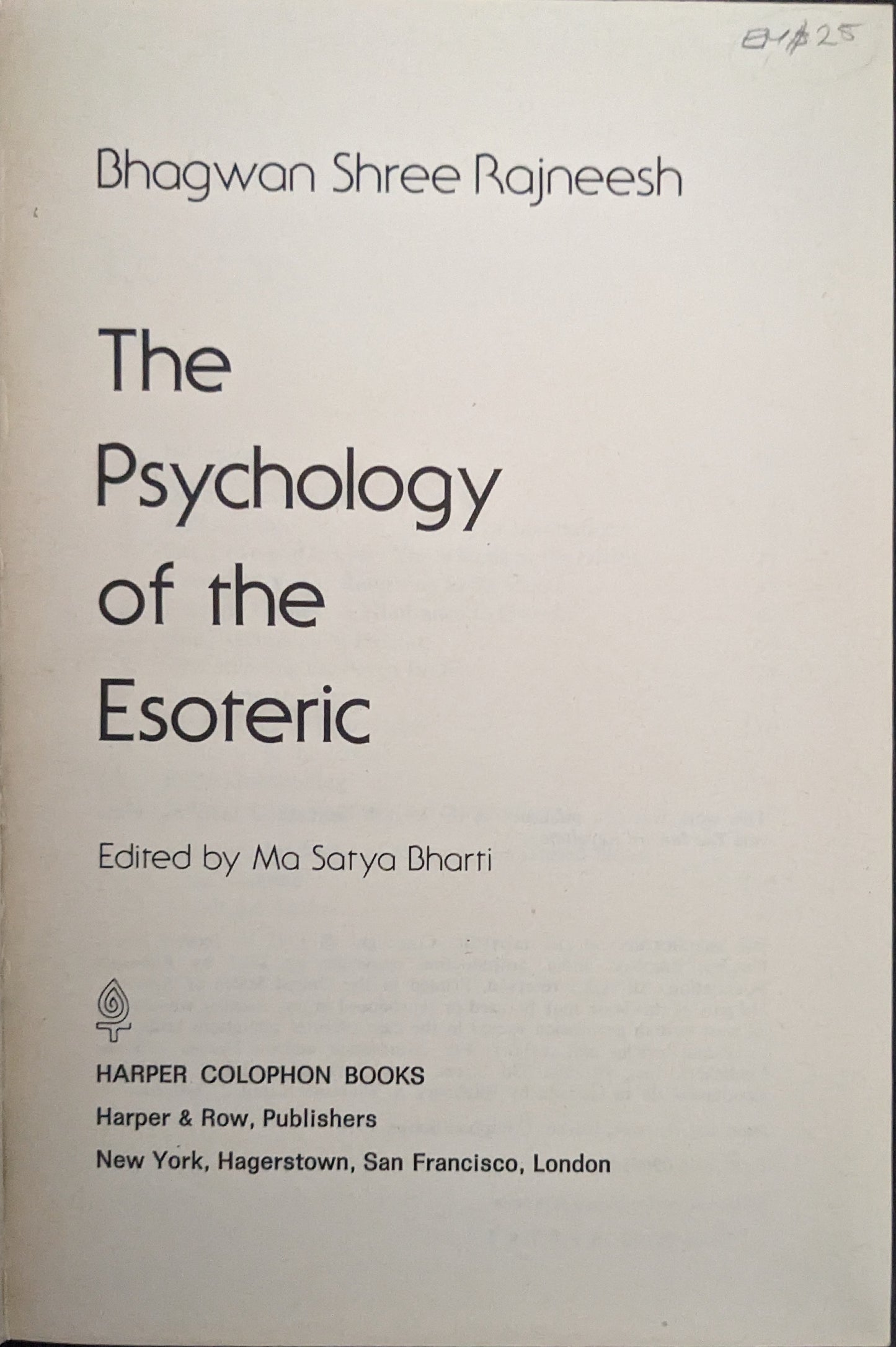 The Psychology of Esoteric: The New Evolution of Man by Bhagwan Shree Rajneesh