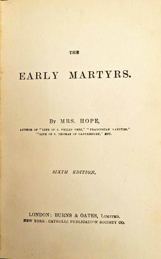 The Early Martyrs by Mrs. Hope