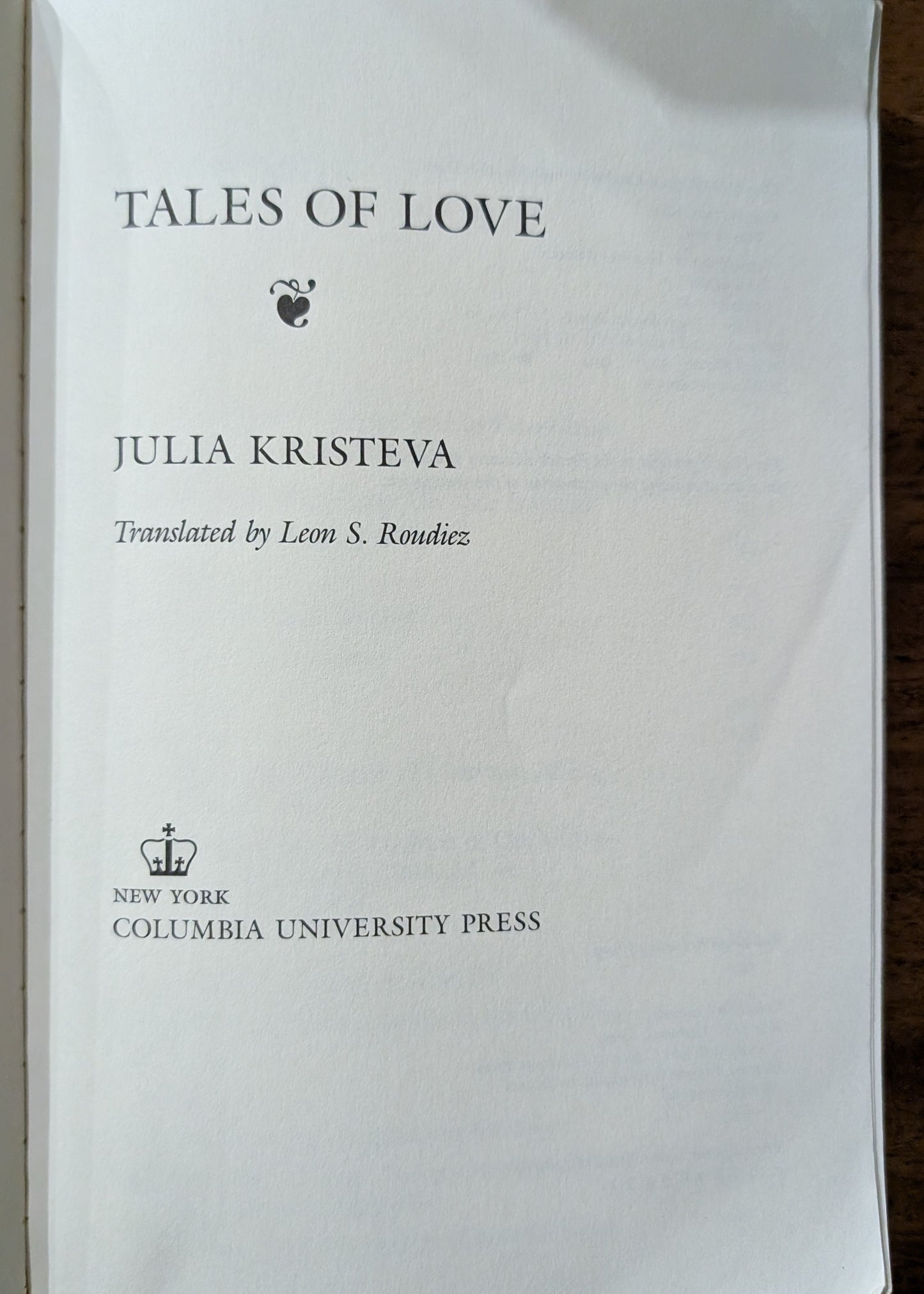 Tales of Love by Julia Kristeva translated by Leon S. Roudiez