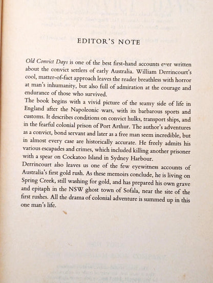 Old Convict Days by William Derrincourt edited by Louis Becke