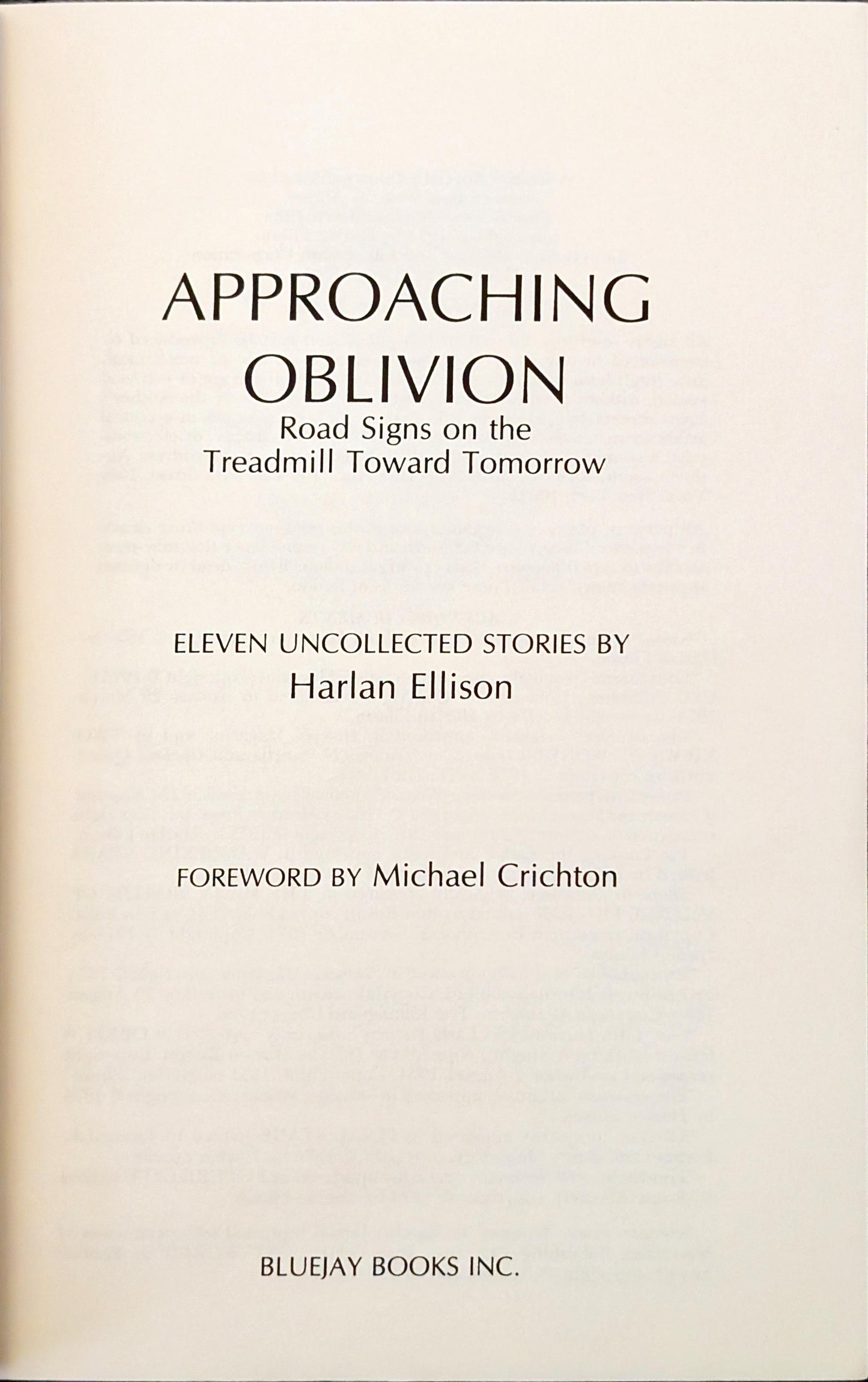 Approaching Oblivion by Harlan Ellison