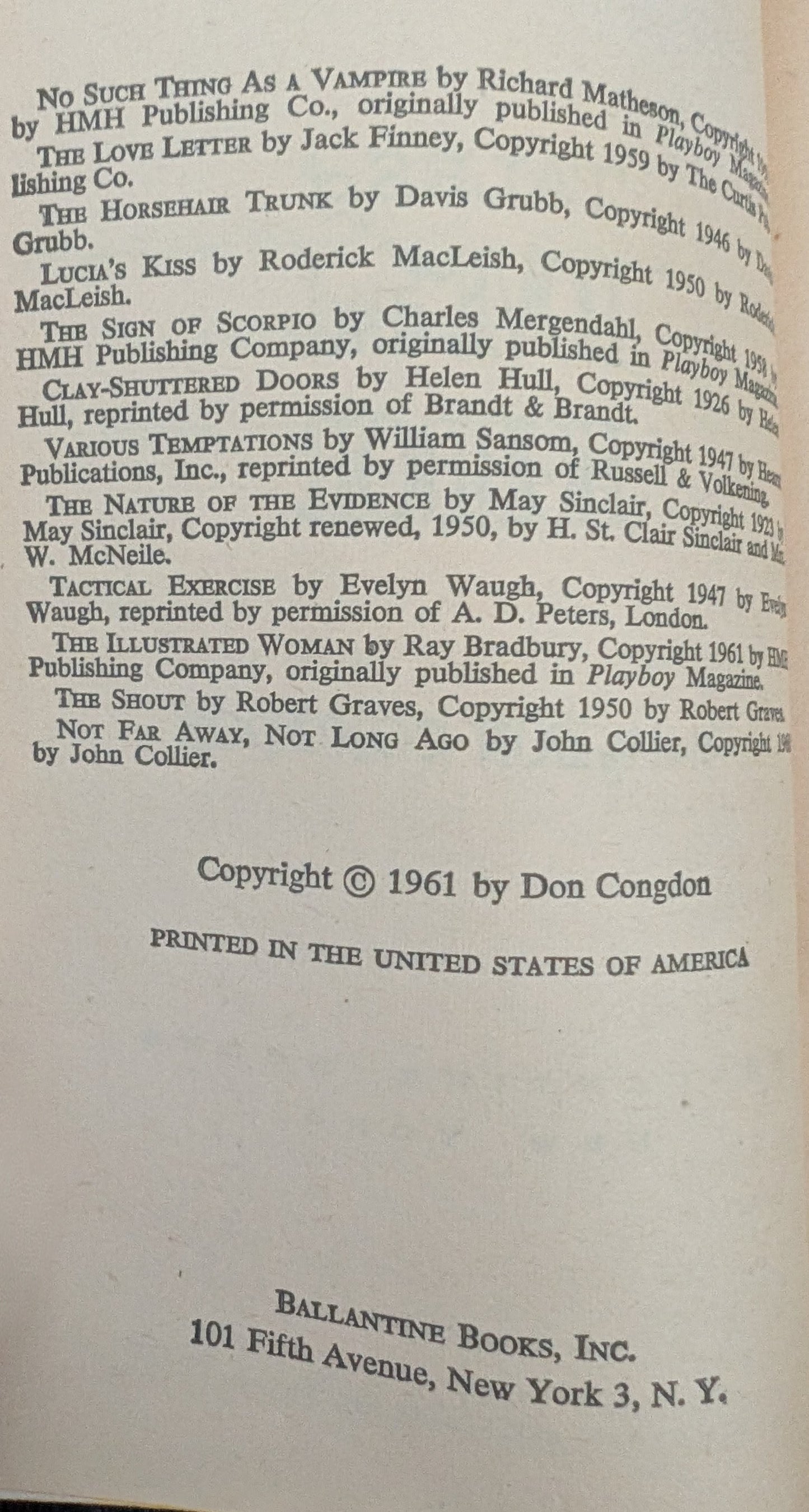 Tales of Love and Horror edited by Don Congdon