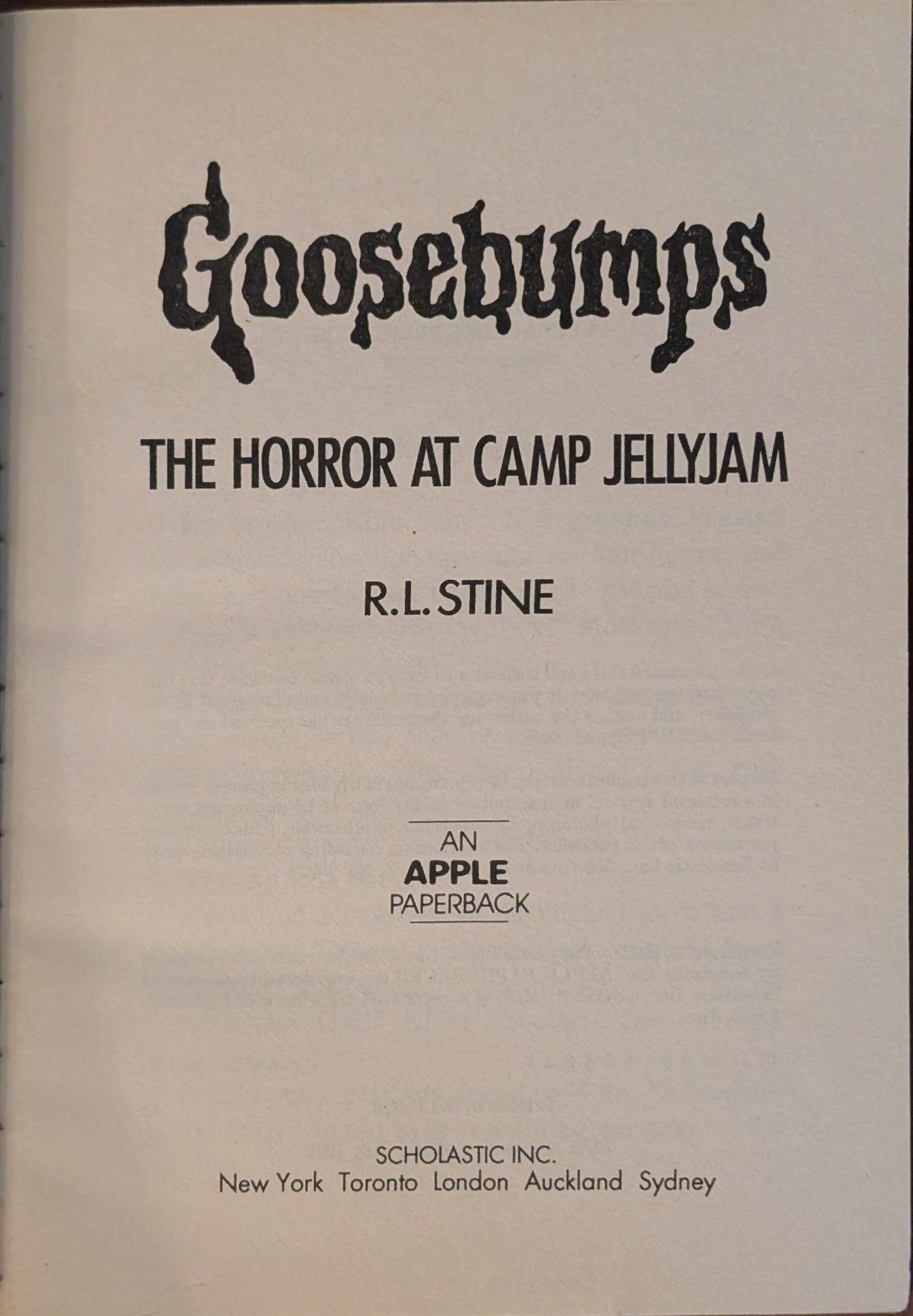 The Horror at Camp Jellyjam (Goosebumps # 33) by R.L Stine