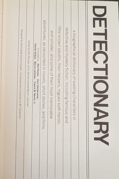 Detectionary edited by Otto Penzler, Chris Steinbrunner, Marvin Lachman