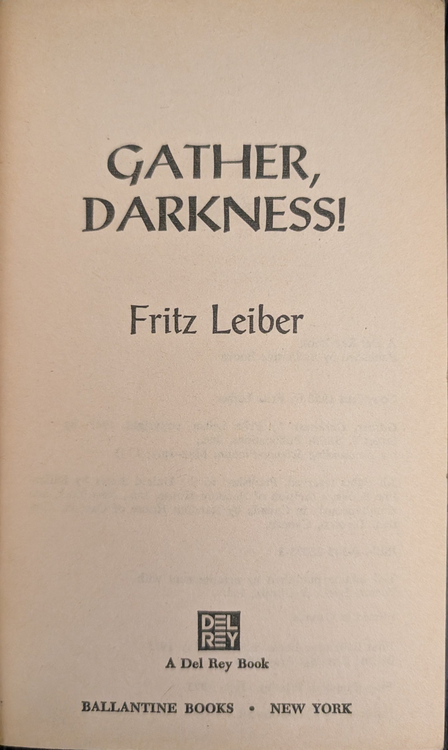 Gather Darkness! By Fritz Leiber