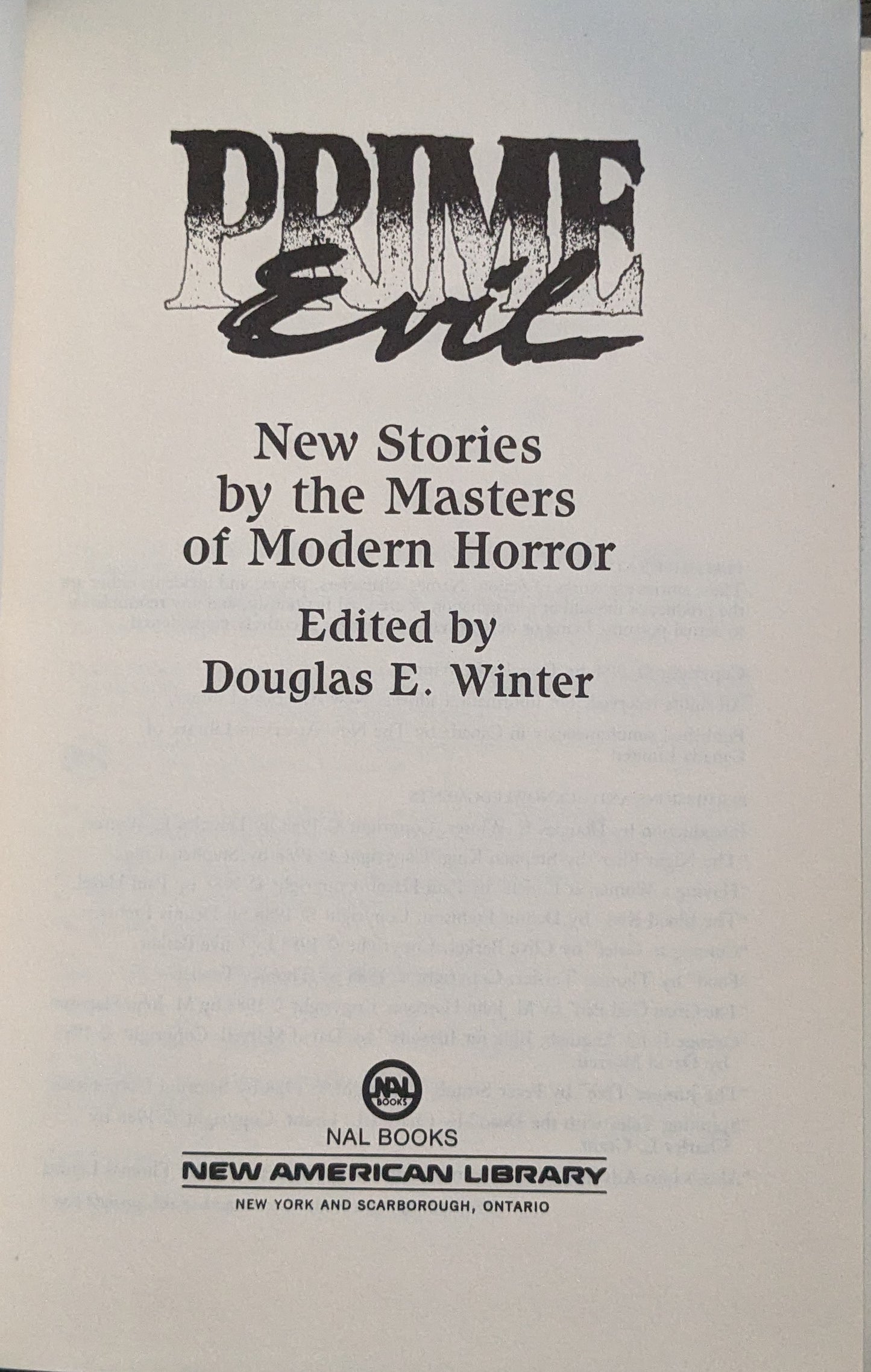 Prime Evil: New Stories of the Masters of Modern Horror edited by Douglas E. Winter