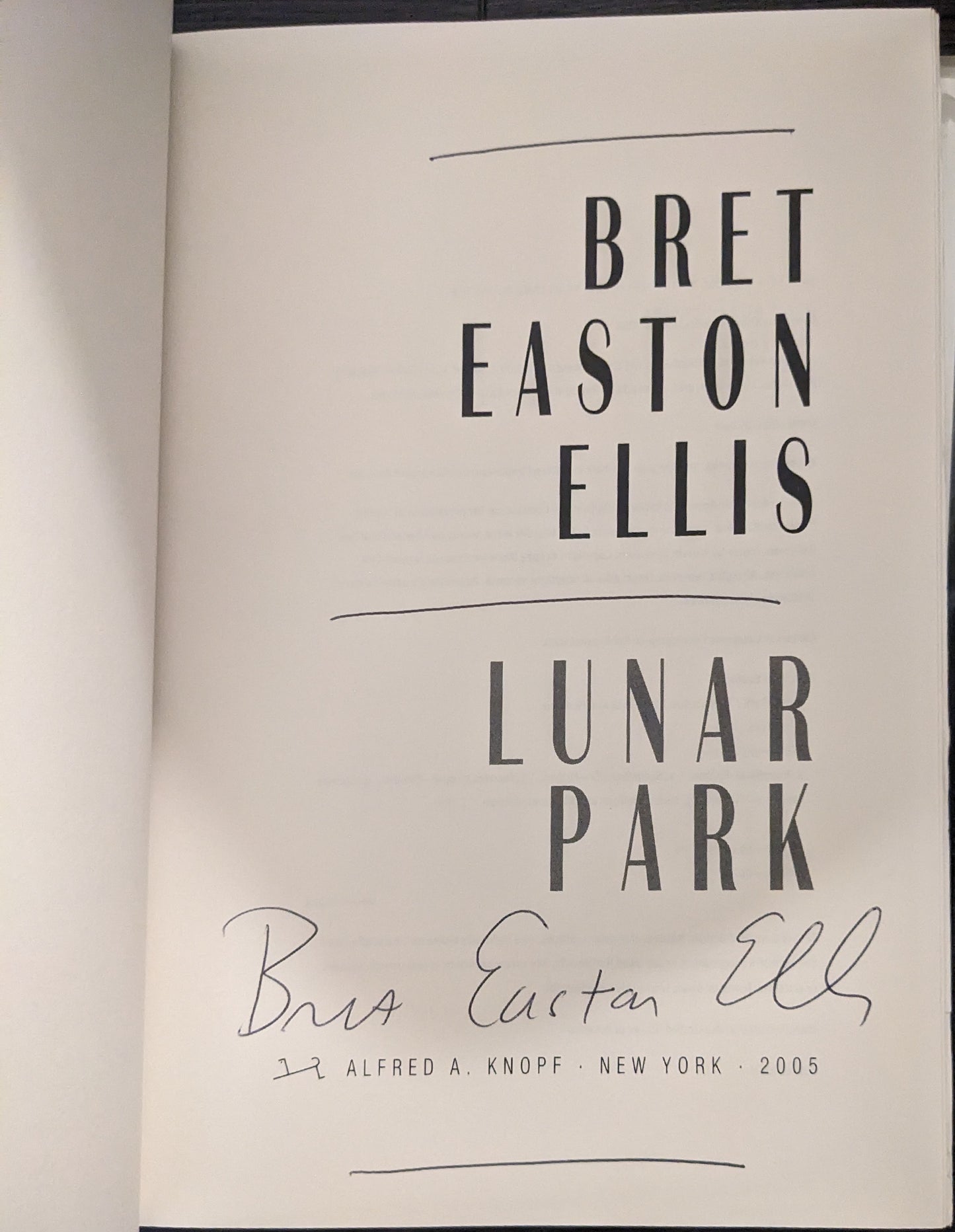 Lunar Park by Bret Easton Ellis (Signed)