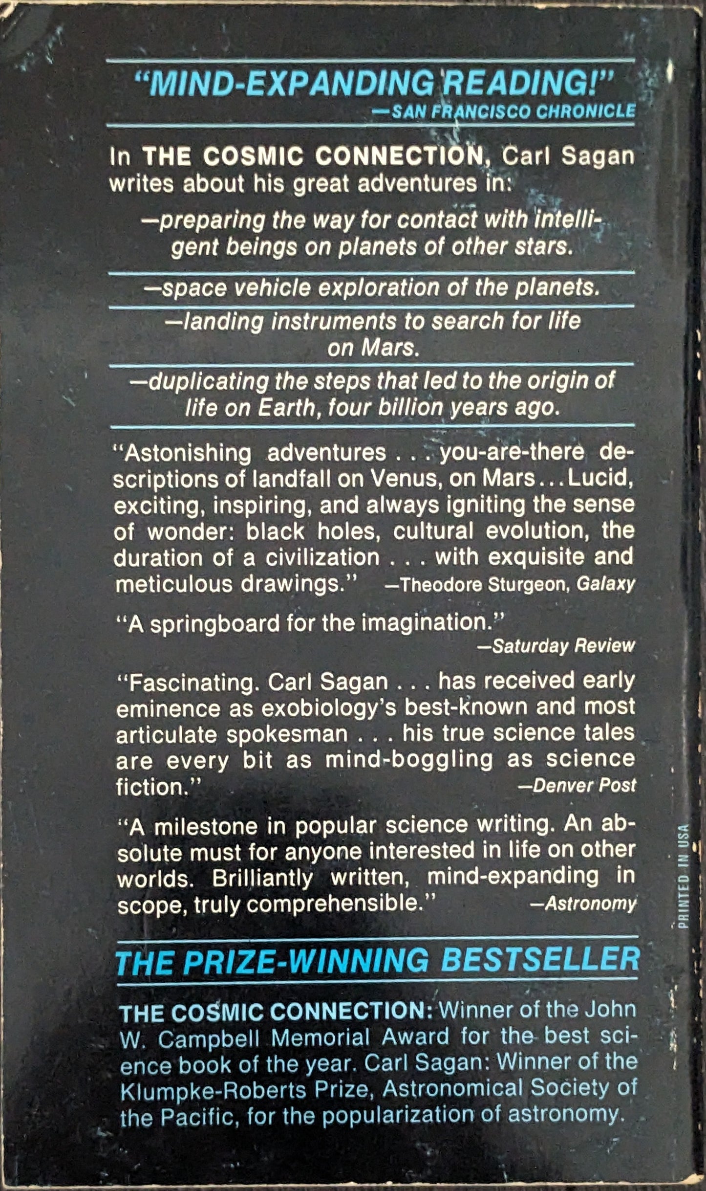 The Cosmic Connection: An Extraterrestrial Perspective by Carl Sagan