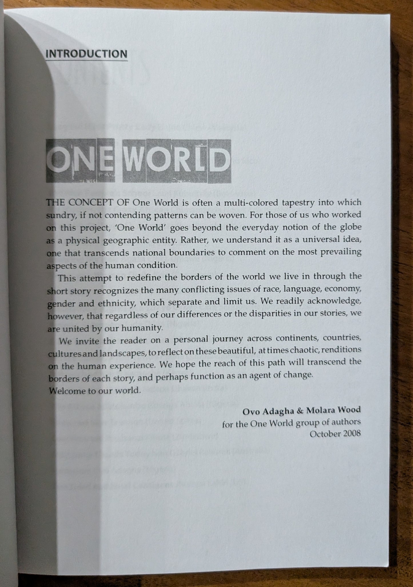 One World: A Global Anthology of Short Stories edited by Chris Brazier and Alan Hughes