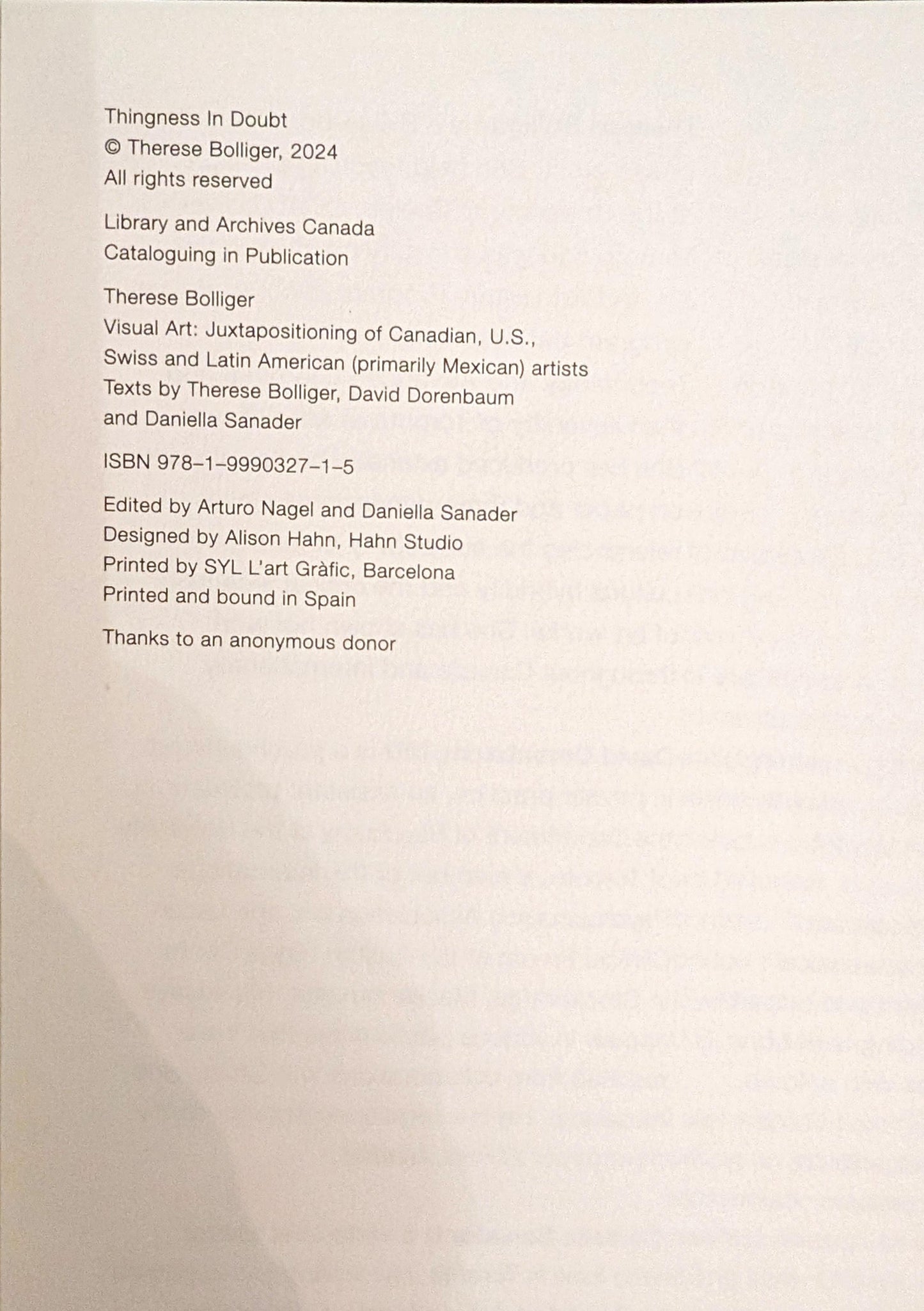 Thingness in Doubt by Therese Bolliger