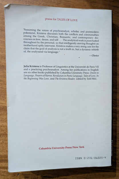 Tales of Love by Julia Kristeva translated by Leon S. Roudiez