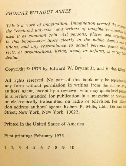 Phoenix Without Ashes by Edward Bryant & Harlan Ellison (Signed by H.E)