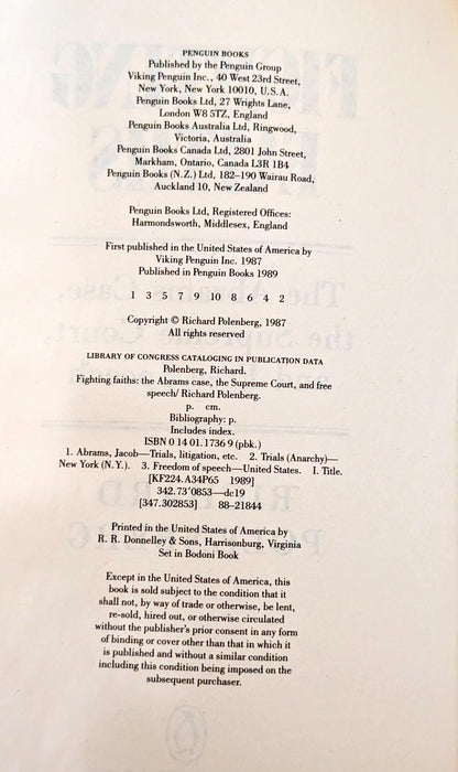 Fighting Faiths: The Abrams Case, The Supreme Court, and Free Speech by Richard Polenberg