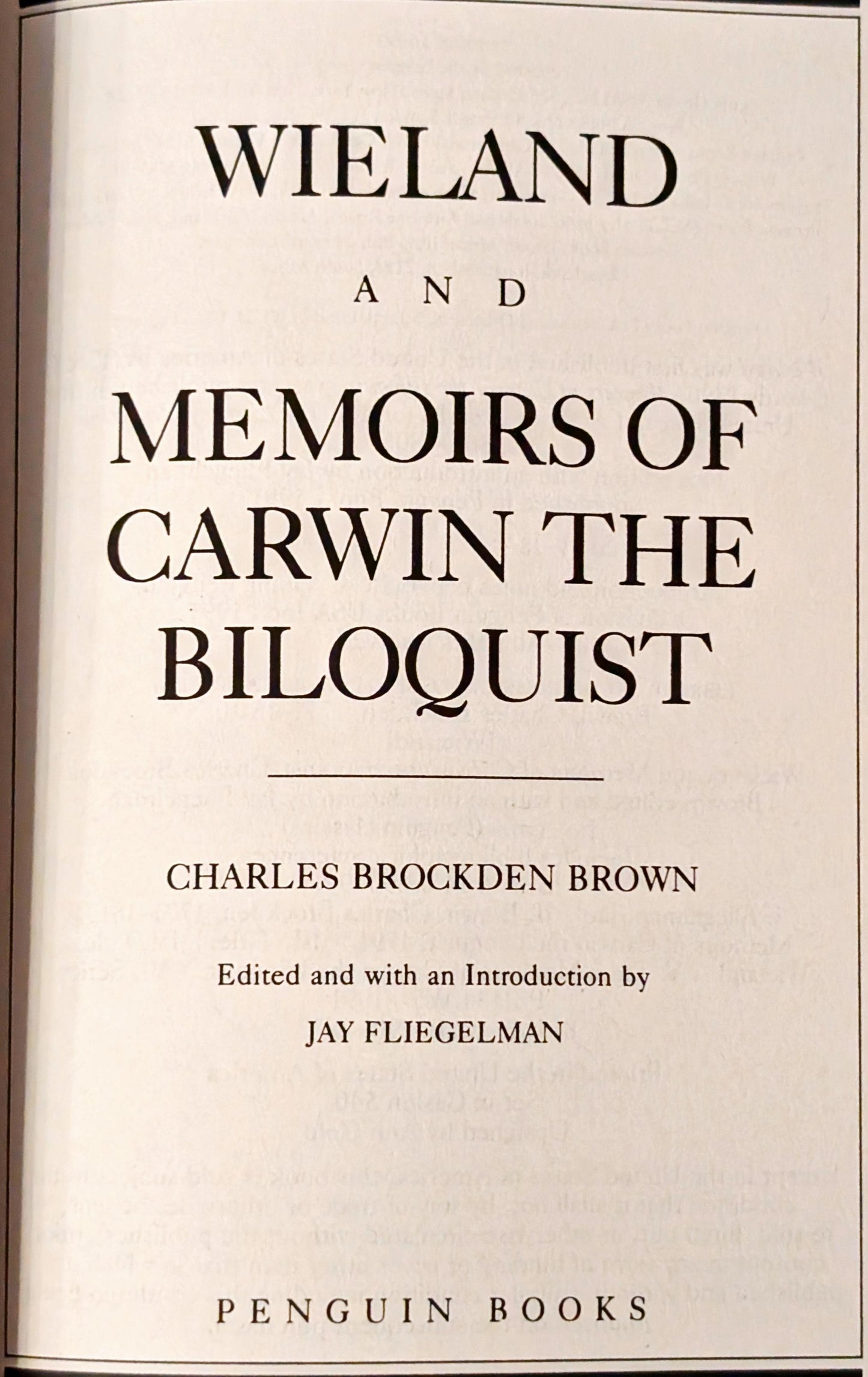 Wieland & Memoirs of Carwin the Biloquist by Charles Brockden Brown