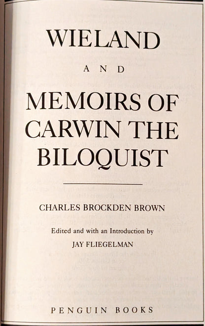 Wieland & Memoirs of Carwin the Biloquist by Charles Brockden Brown