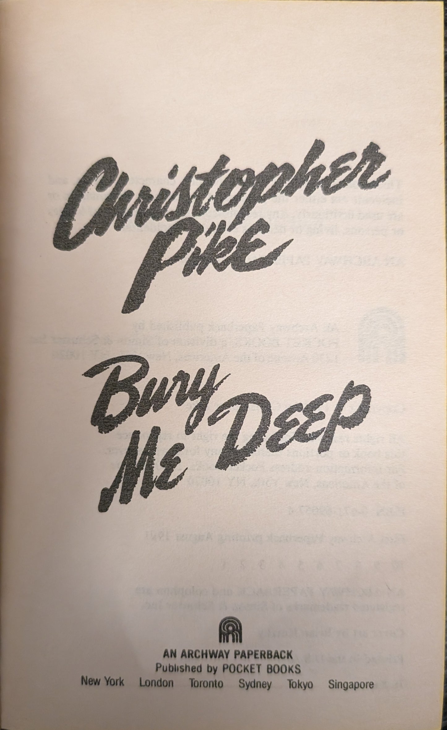 Bury Me Deep by Christopher Pike