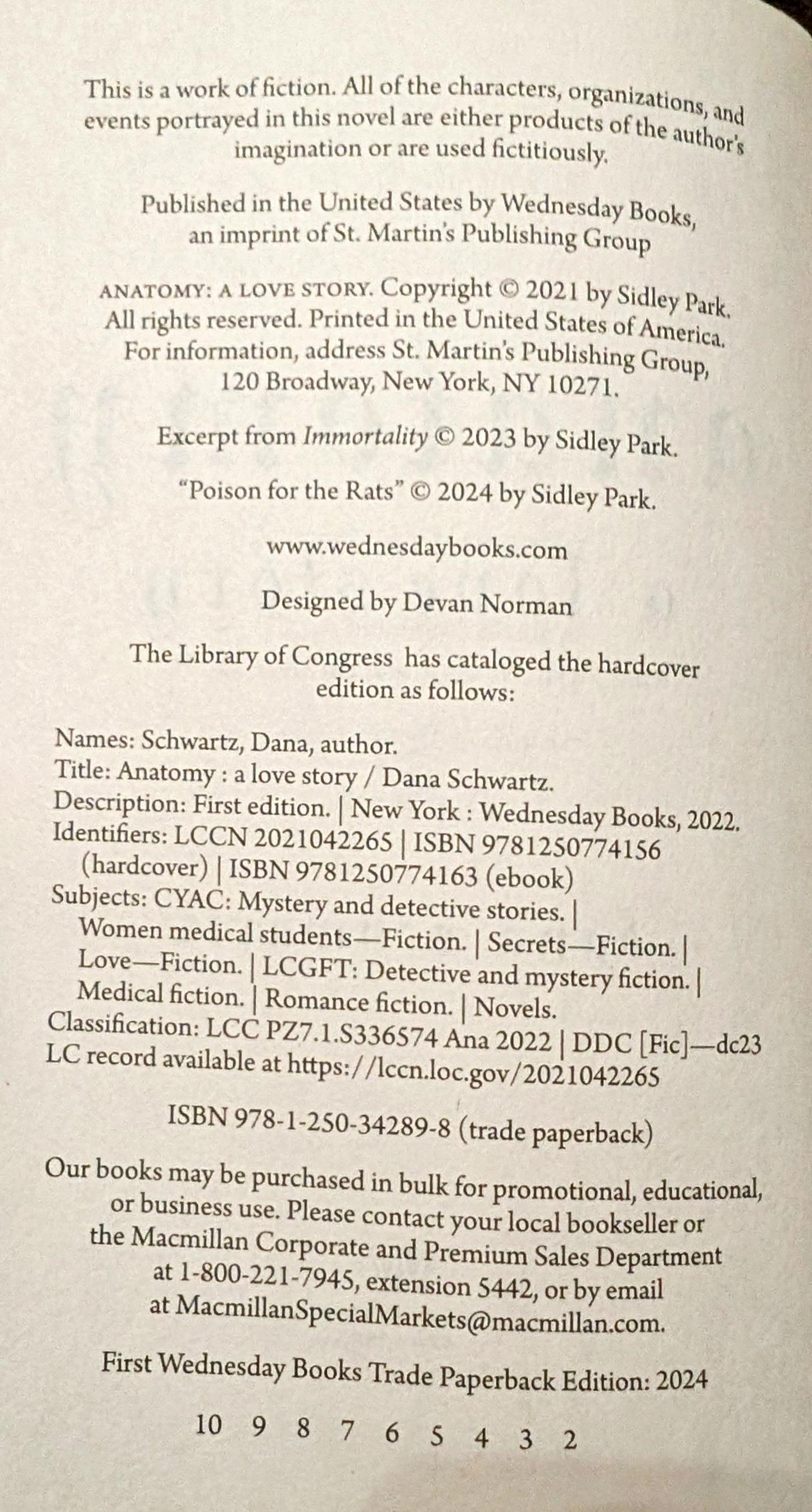 Anatomy: A Love Story by SANA Schwartz