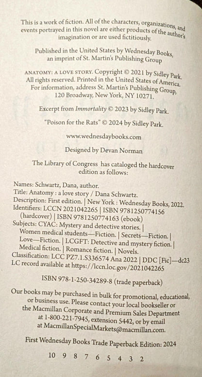 Anatomy: A Love Story by SANA Schwartz