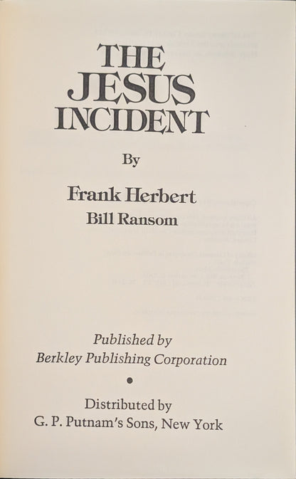 The Jesus Incident by Frank Herbert and Bill Ransom