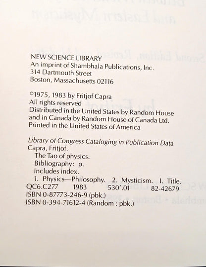 The Tao of Physics: An Exploration of the Parallels between Modern Physics and Eastern Mystics by Fritjof Capra