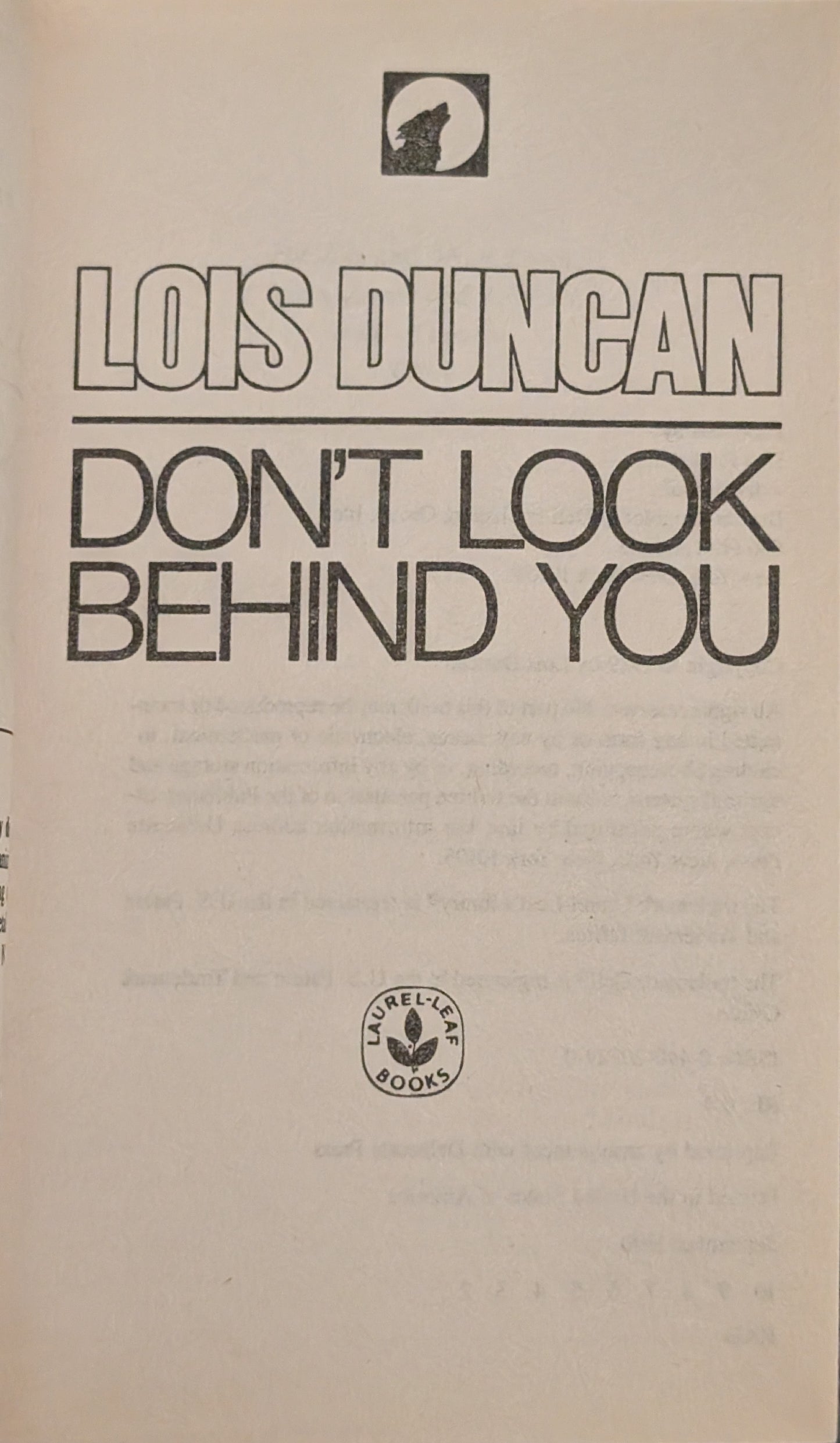 Don't Look Behind You by Lois Duncan