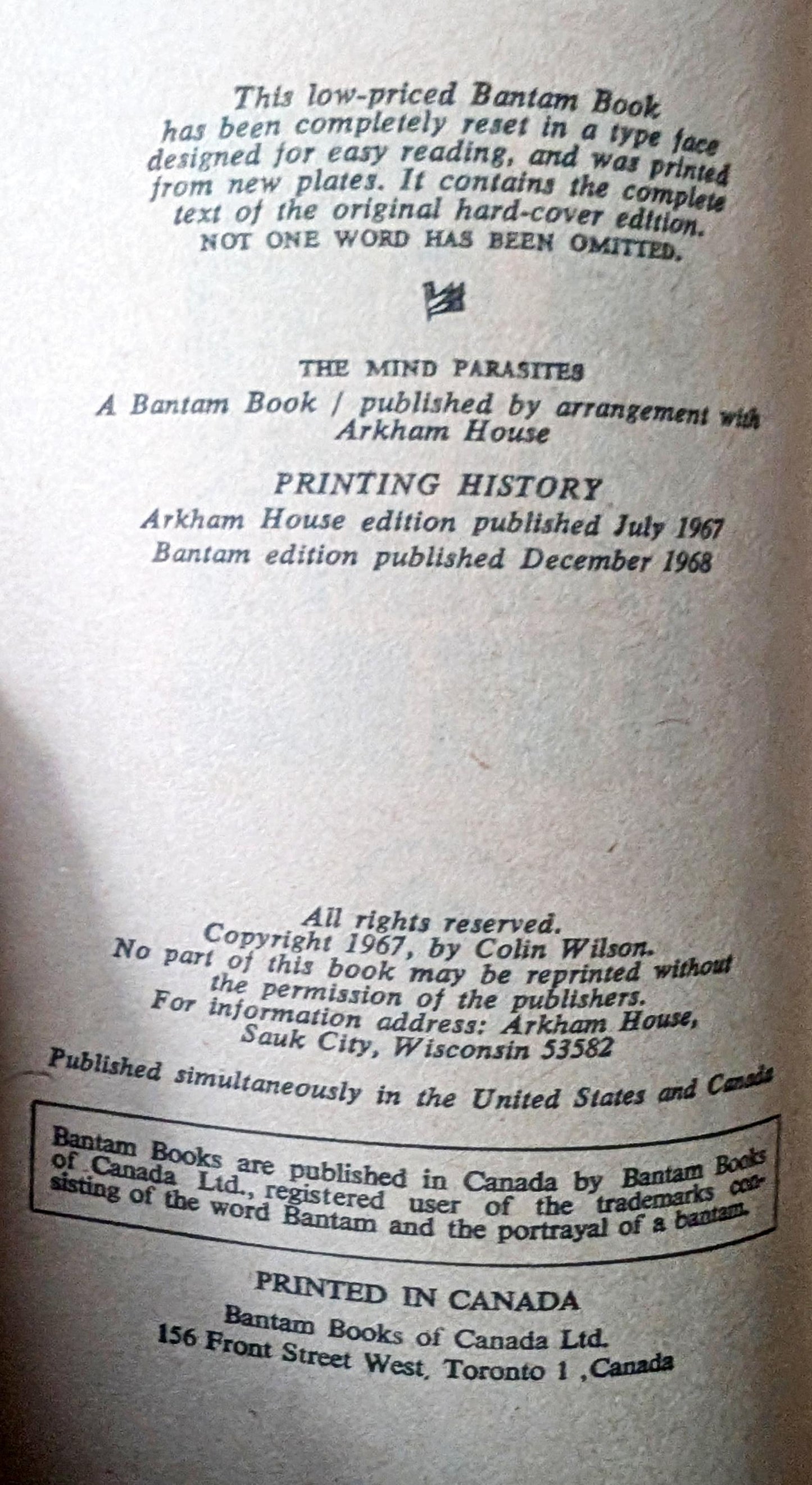 The Mind Parasites by Colin Wilson