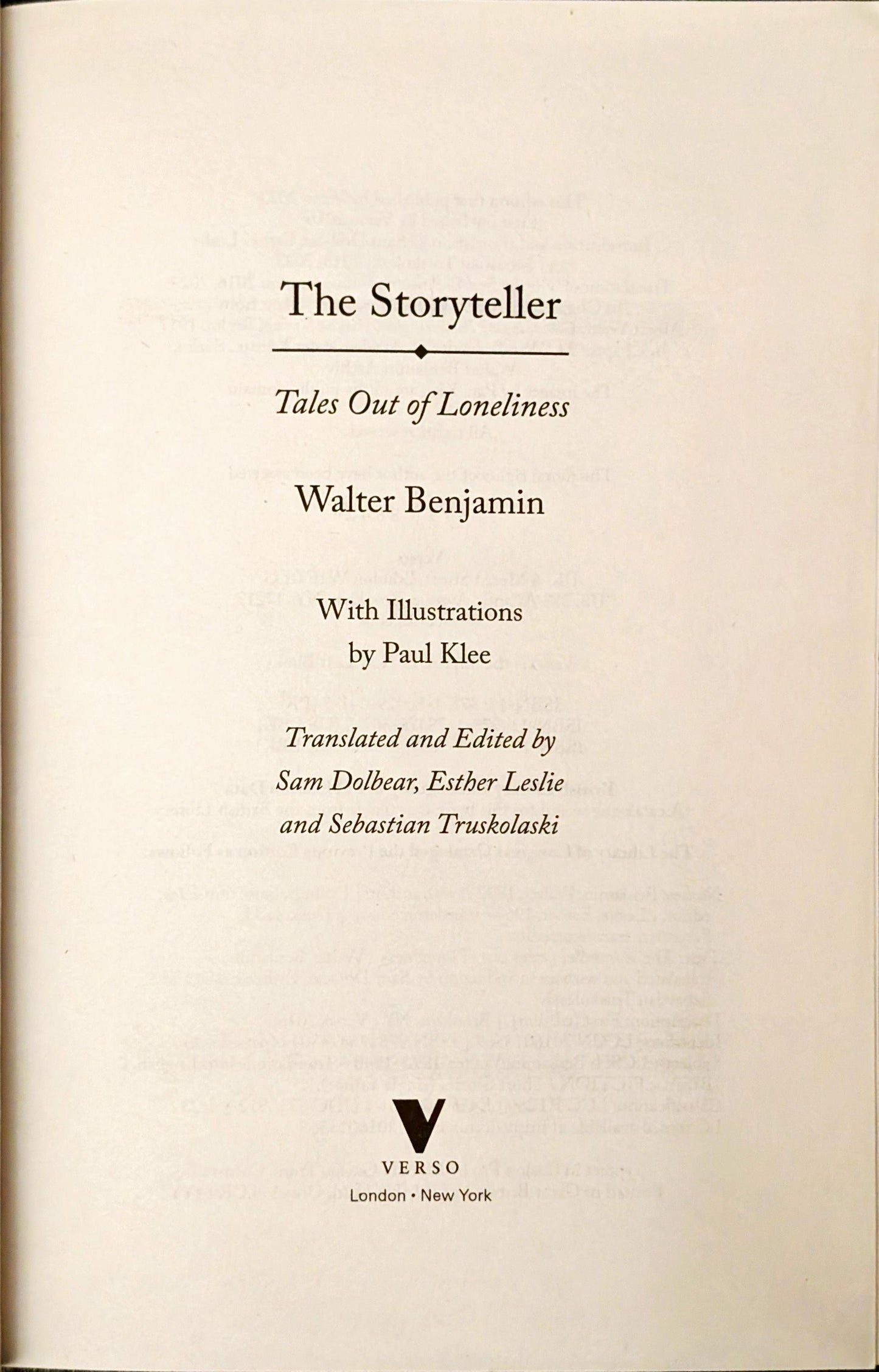 The Storyteller: Tales out of Lonilness by Walter Benjamin