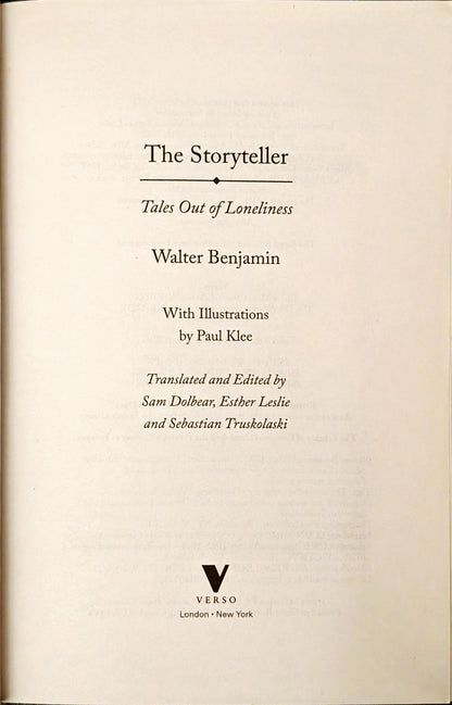 The Storyteller: Tales out of Lonilness by Walter Benjamin
