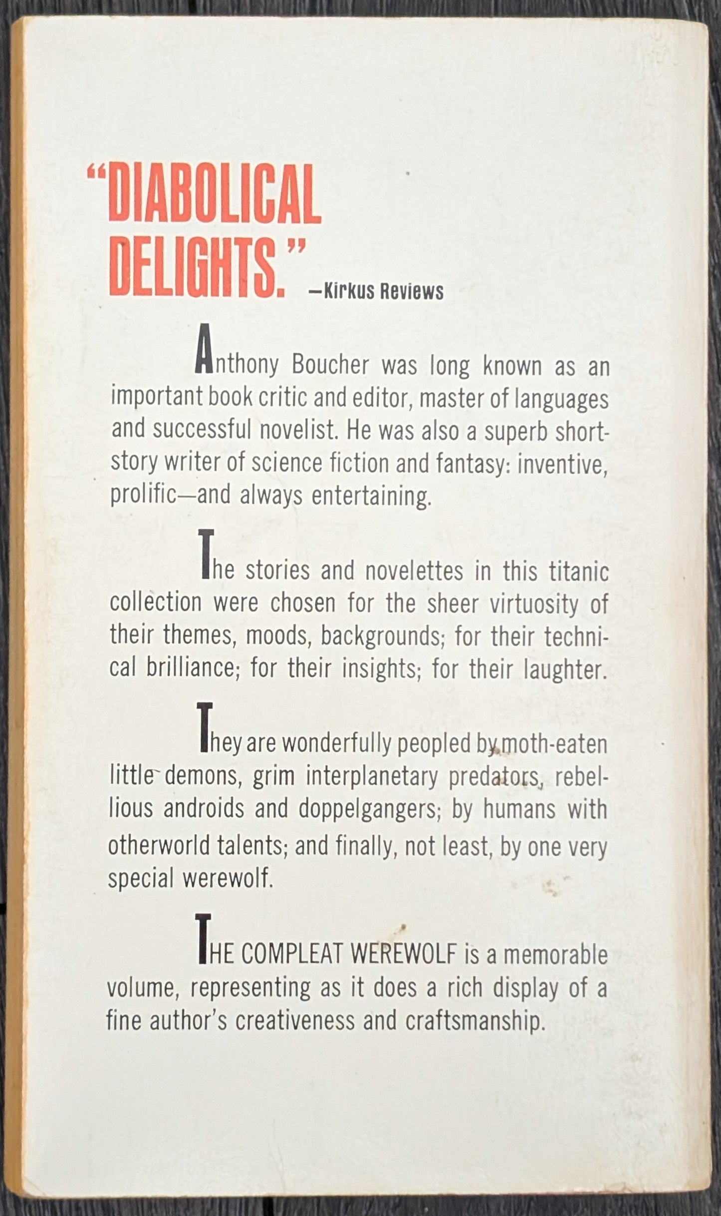 The Compleat Werewolf and Other Stories of Fantasy and Science Fiction by Anthony Boucher