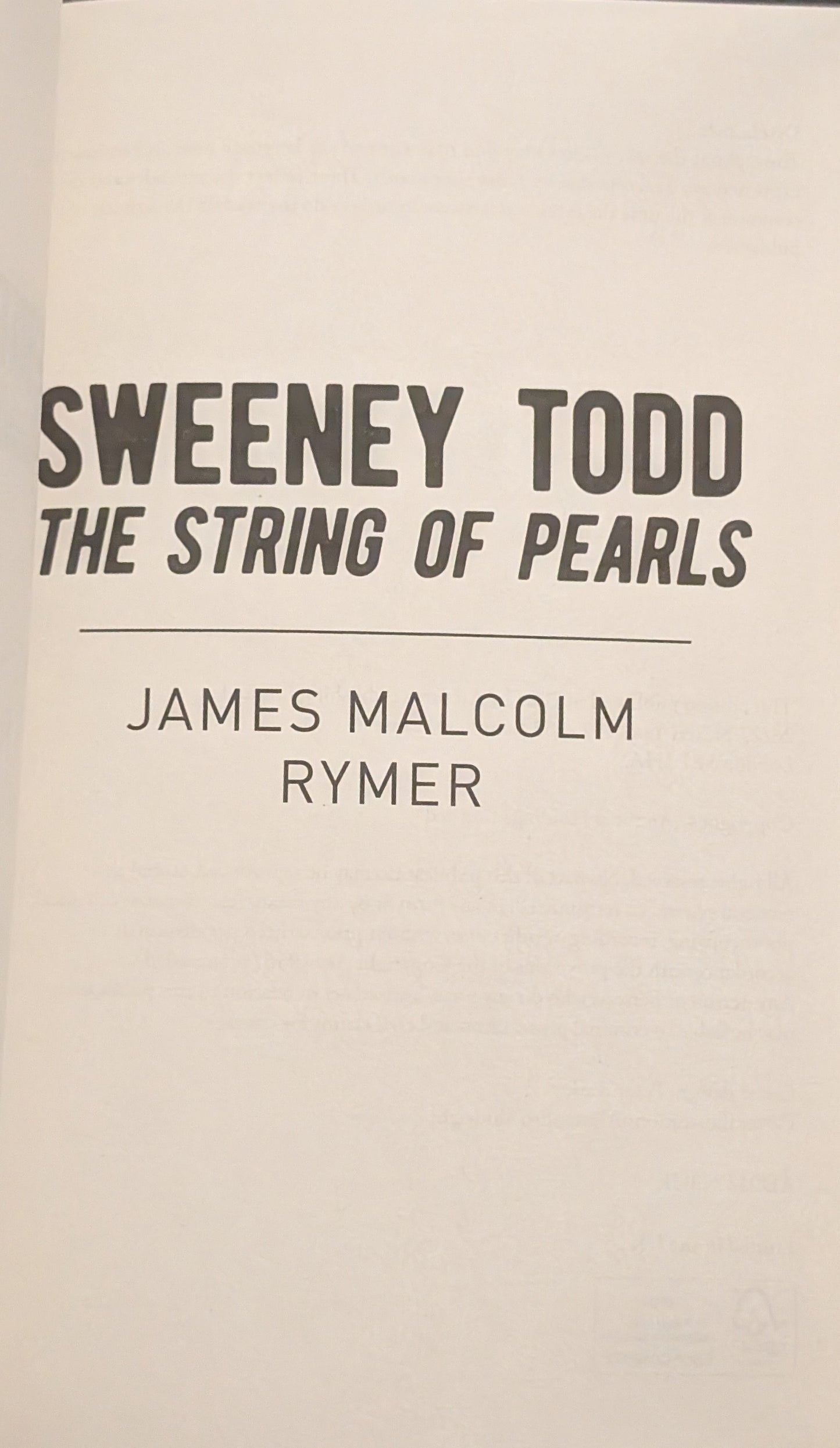 Sweeny Todd: The String of Pearls by James Malcolm Rymer