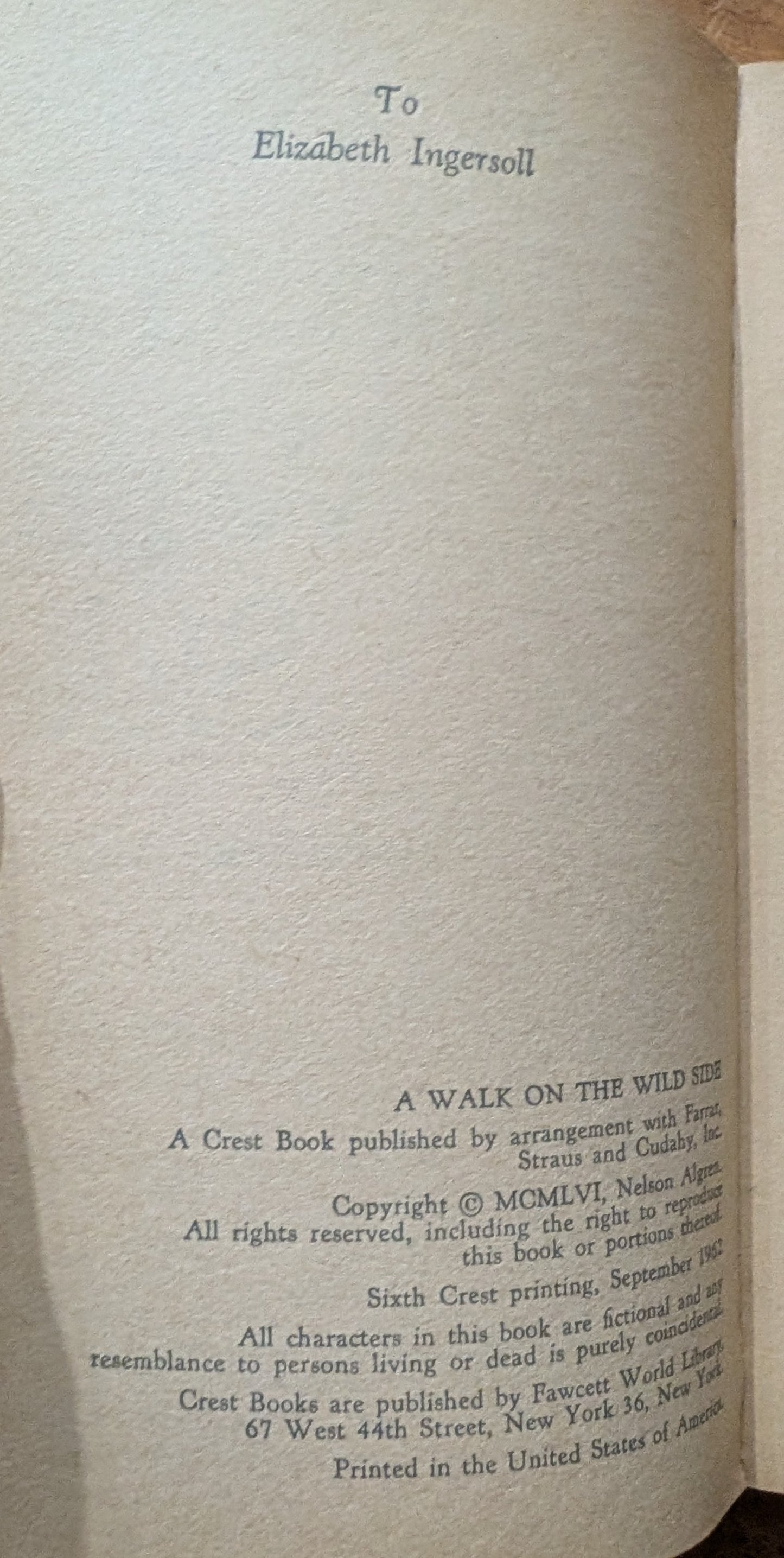 A Walk on the Wild Side by Nelson Algren