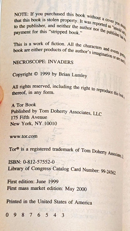 Necroscope: Invaders by Brian Lumley (Signed)