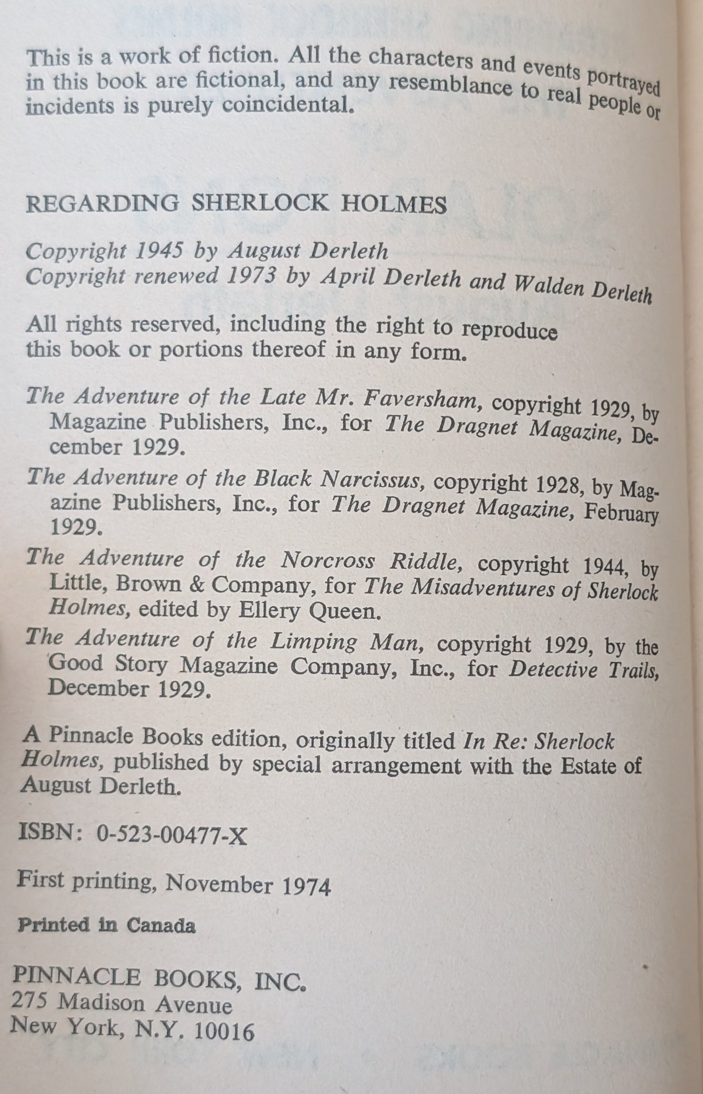 The Adventures of Solar Pons by August Derleth