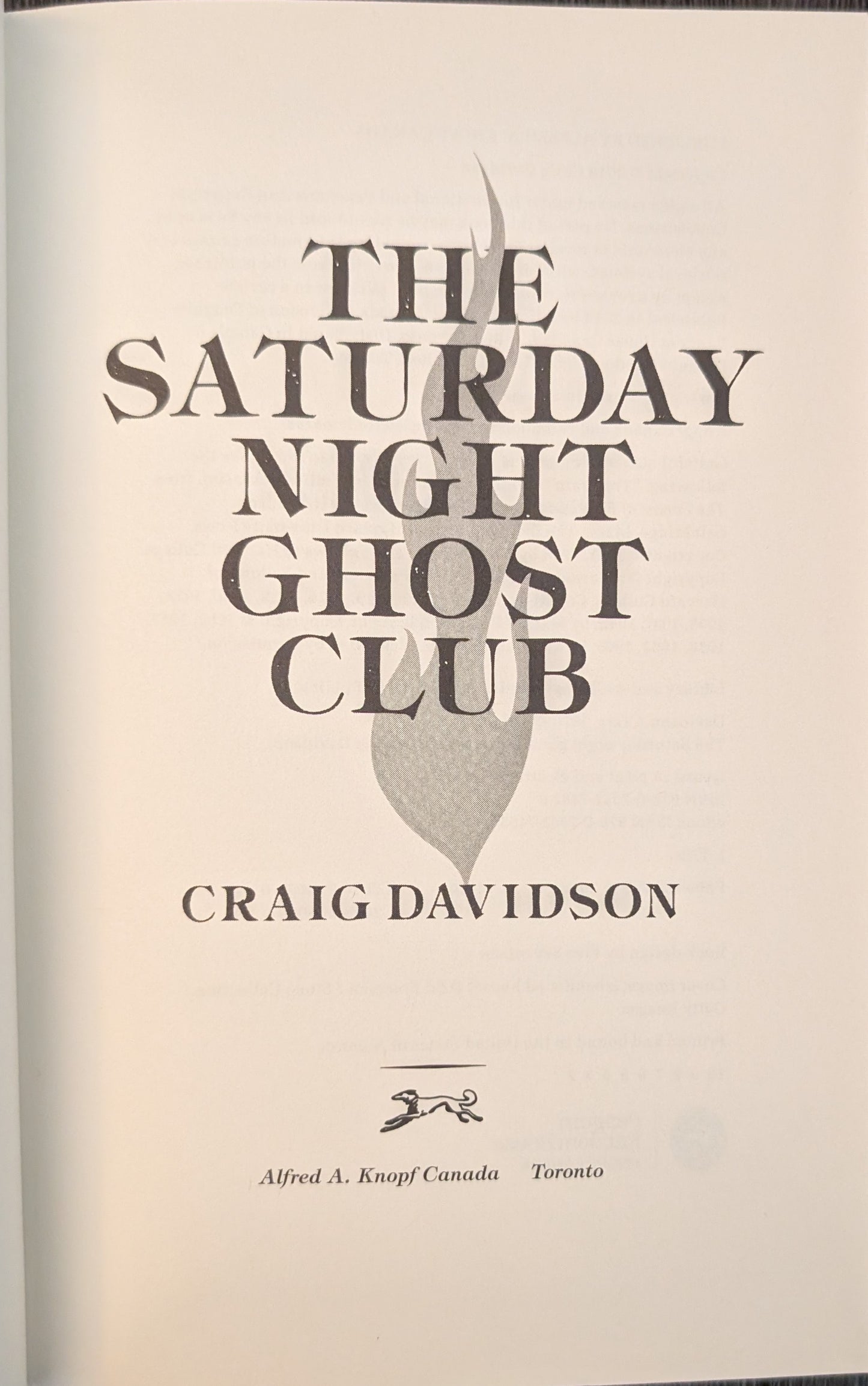 The Saturday Night Ghost Club by Craig Davidson