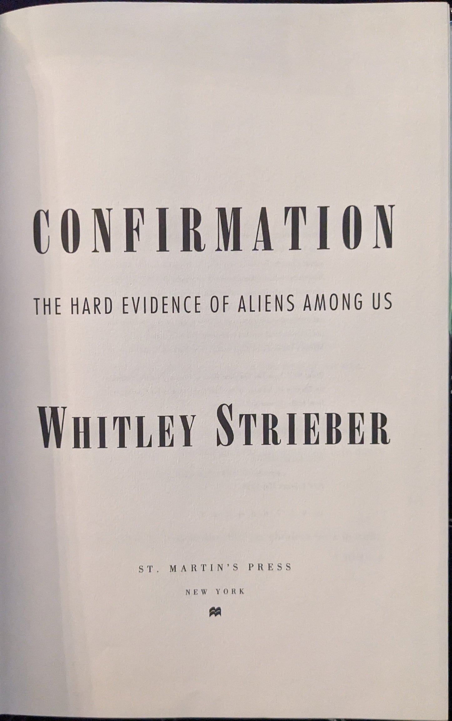 Confirmation by Whitley Strieber