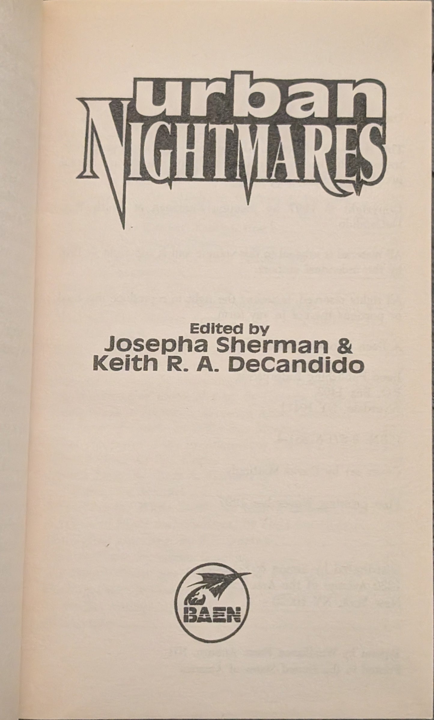 Urban Nightmares edited by Josepha Sherman & Keith R.A DeCandido