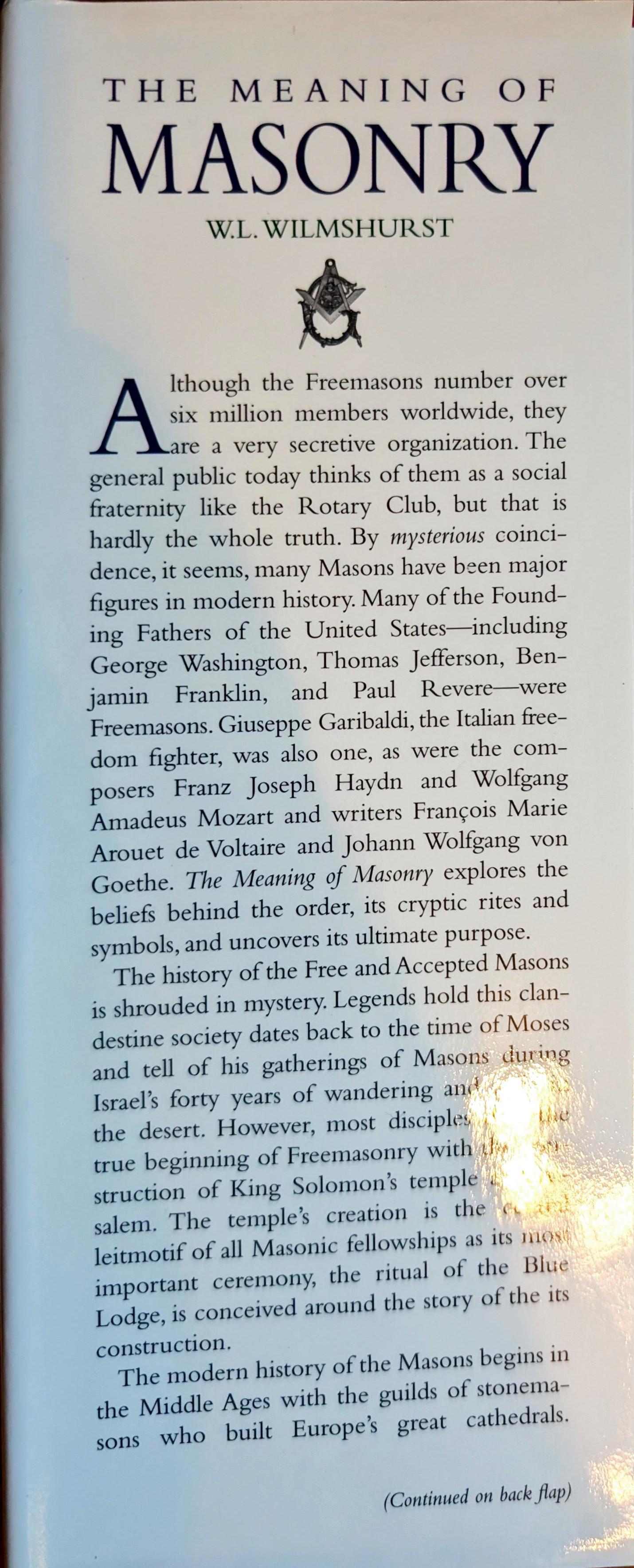 The Meaning of Masonry by W.L Wilmshurst