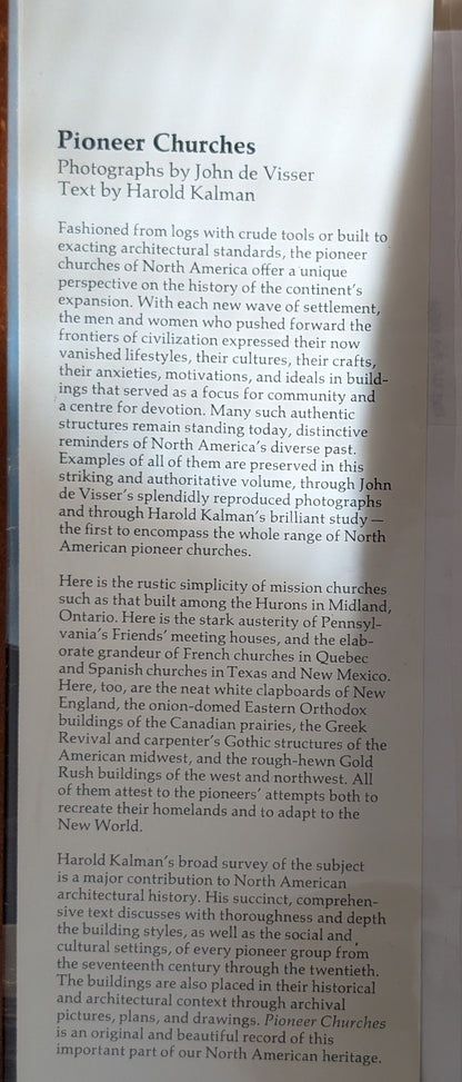 Pioneer Churches, photographs by John De Visser and text by Harold Kalman