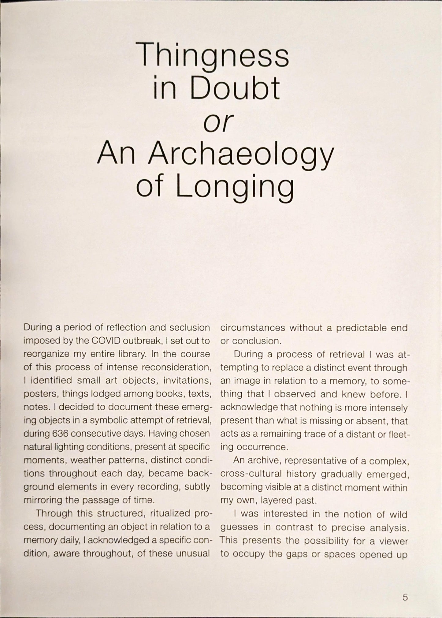 Thingness in Doubt by Therese Bolliger