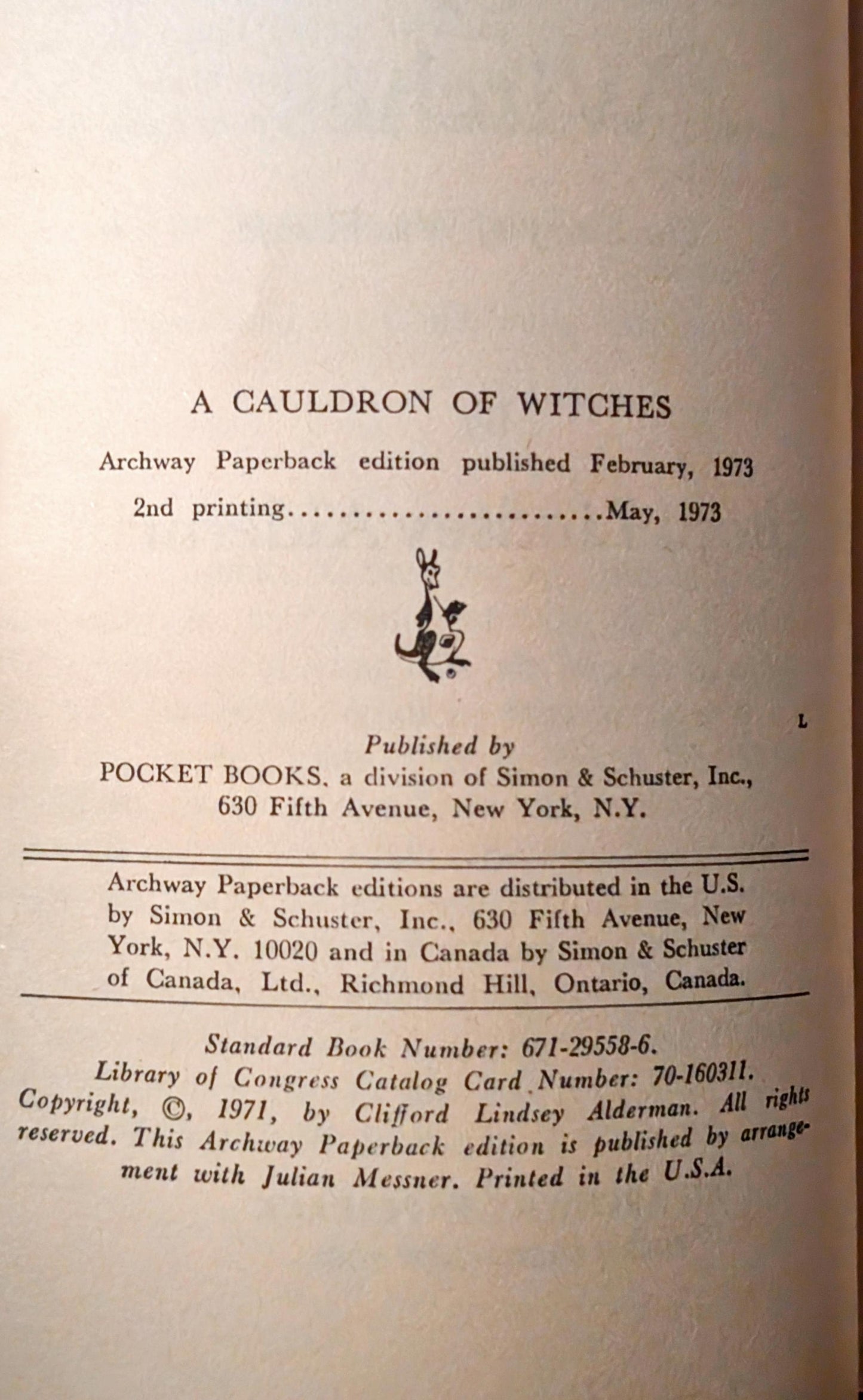 A Cauldron of Witches: The Story of Witchcraft by Clifford Lindsey Alderman